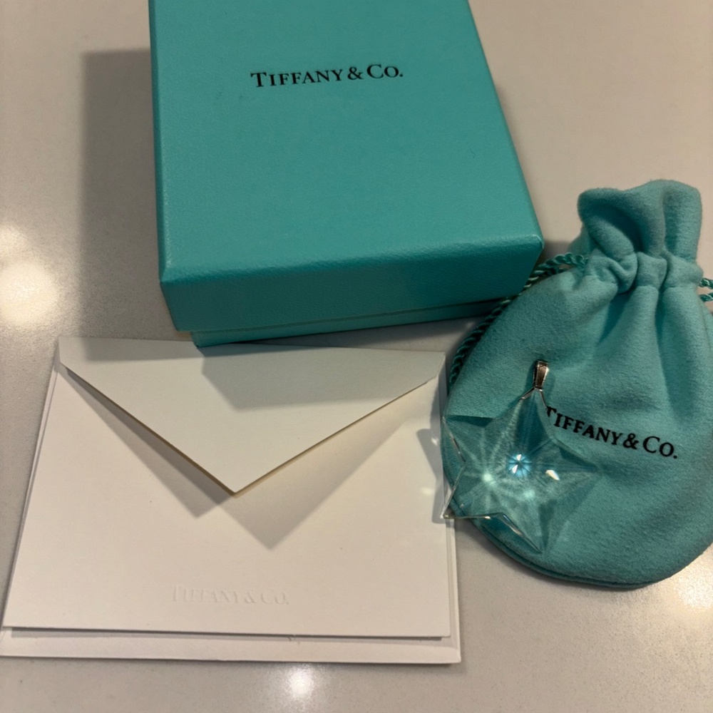 Tiffany & Co. Vintage Crystal Star Pendant Sterling Pouch Box Inc